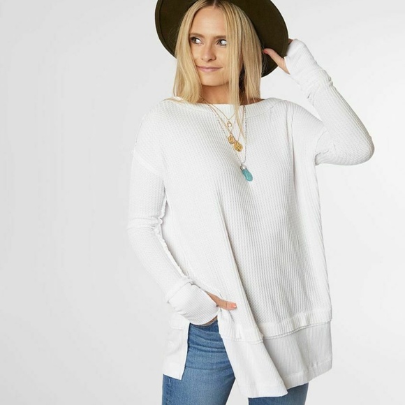 Free People White North Shore Thermal Top Tunic - Picture 2 of 8